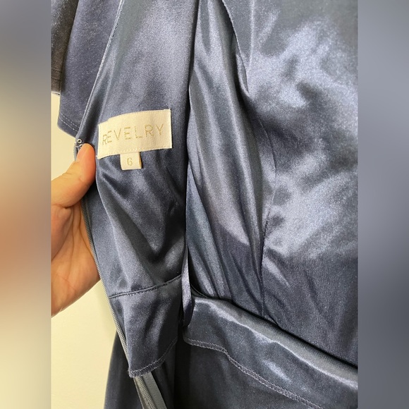 Revelry Giselle Velvet Wrap Gown Dress Sz 6 in Desert Blue - Picture 5 of 9